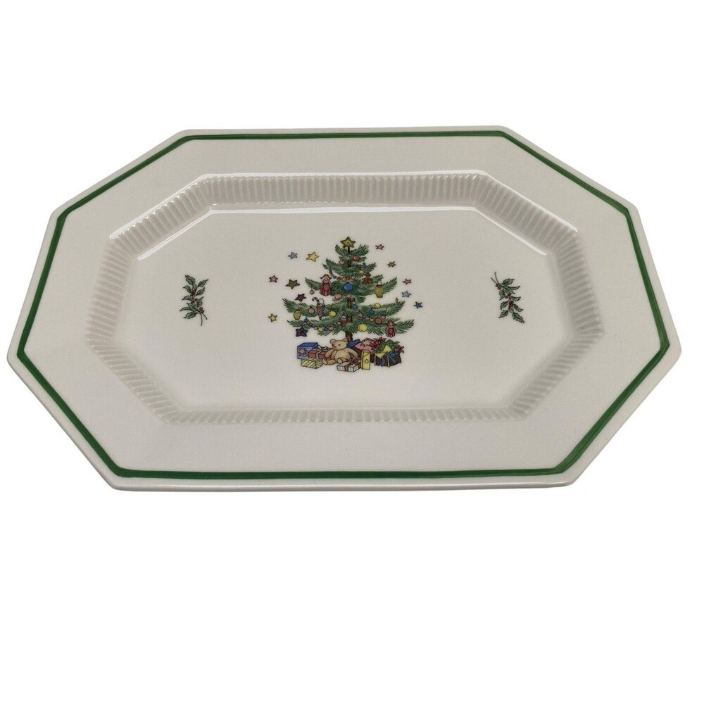 Nikko Classic Collection Christmastime Octagon Serving Platter 13 x 9 "